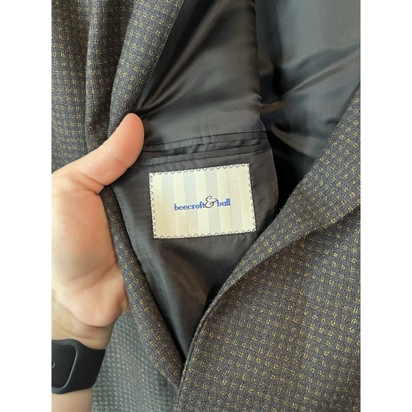 Beecroft & Bull Jack Victor Plaid Check Blazer Mens Size 48 L Gray 100%‎ Wool - Picture 3 of 6